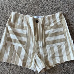 TALULAH Beige and White Striped Women Shorts